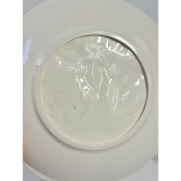 Ceramic Dinner Plates Vintage Handmade Hand-painted 3D Christmas Bells Holly Mal - Picture 11 of 11